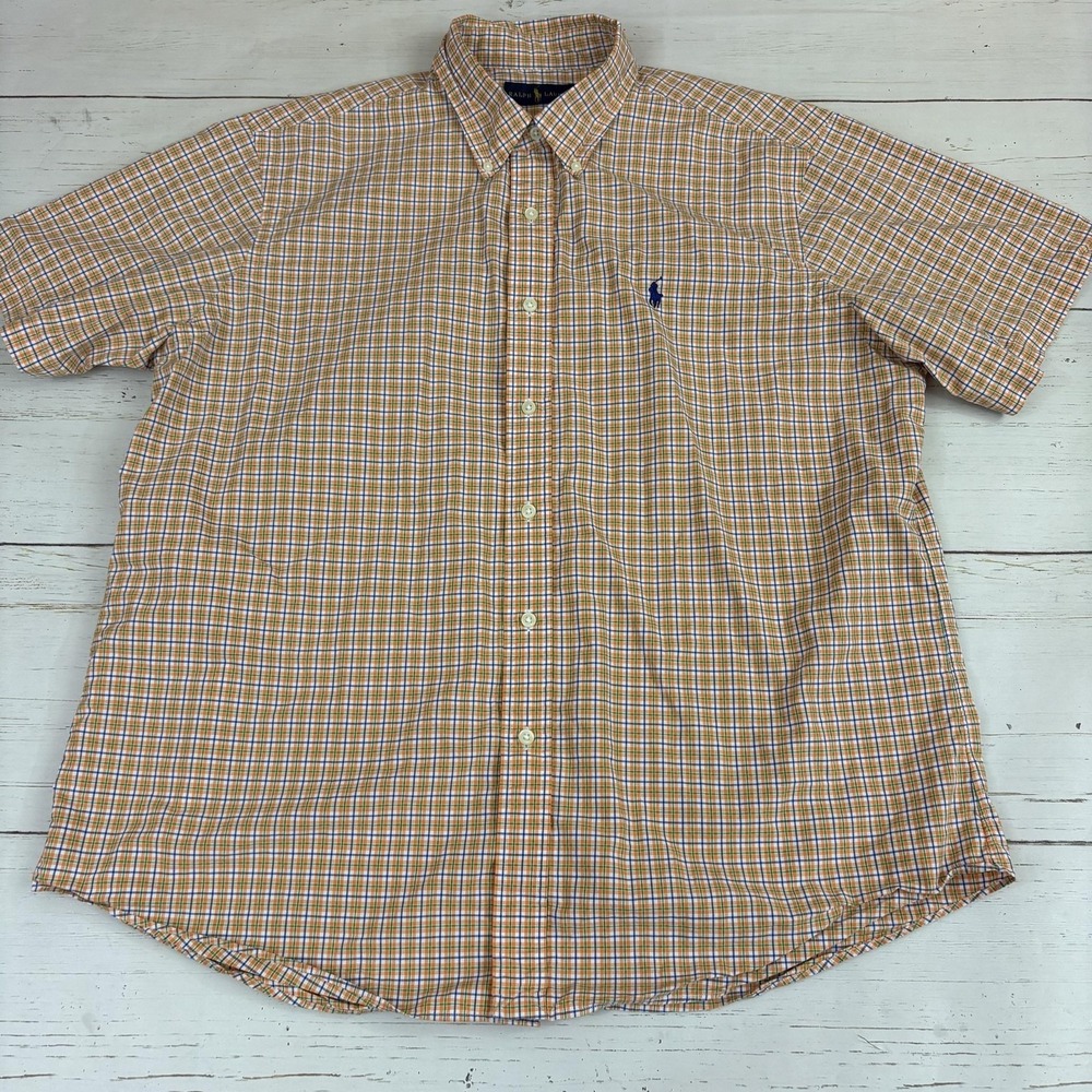 Ralph Lauren Plaid Shirt Mens XL Multicolor Cotton Short Sleeve Button-Up Casual